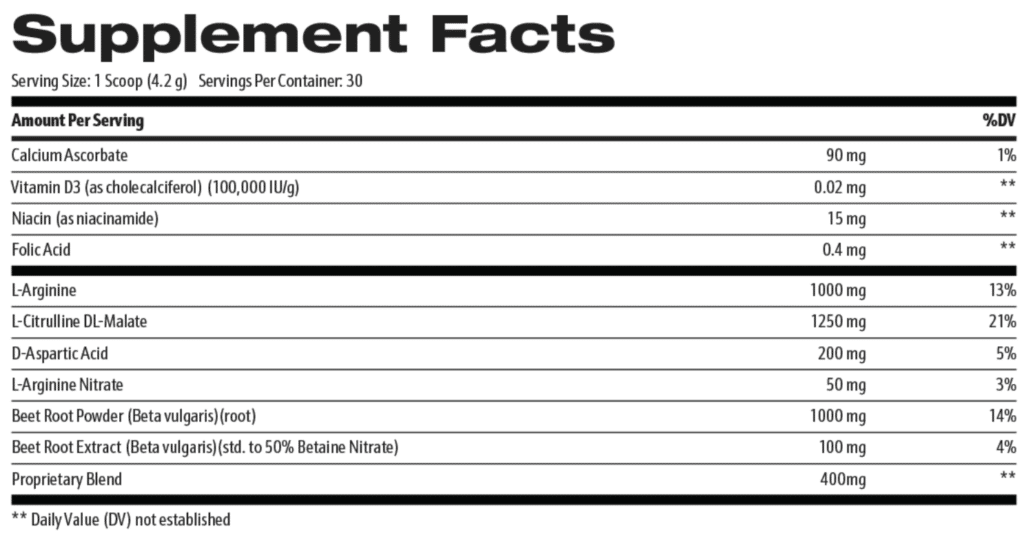 Nitric Boost Ultra Ingredients